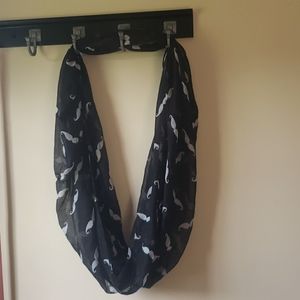 Black scarf with white mustache print